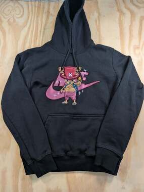 Noralache One Piece Nike Tony Tony Chopper Embroidered Hoodie Black Size S